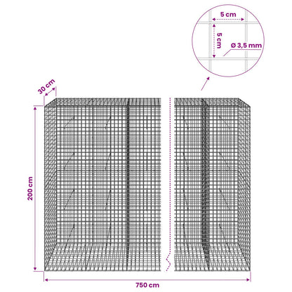 Gabion with 3.5 mm Wire and 5x5 cm Mesh 750x30x200 cm