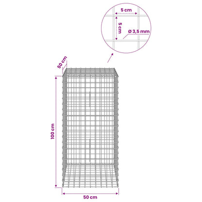 Gabion with 3.5 mm Wire and 5x5 cm Mesh 50x50x100 cm