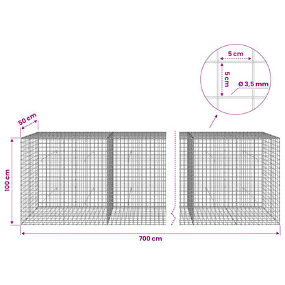 Gabion with 3.5 mm Wire and 5x5 cm Mesh 700x50x100 cm