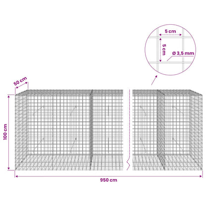Gabion with 3.5 mm Wire and 5x5 cm Mesh 950x50x100 cm