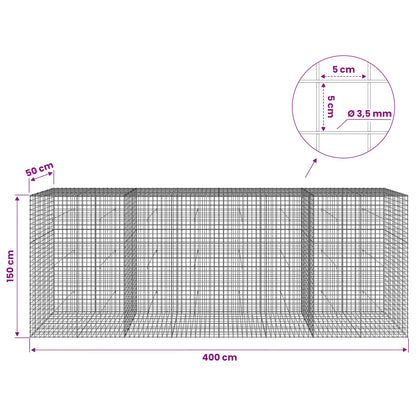 Gabion with 3.5 mm Wire and 5x5 cm Mesh 400x50x150 cm