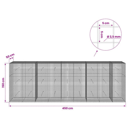 Gabion with 3.5 mm Wire and 5x5 cm Mesh 450x50x150 cm
