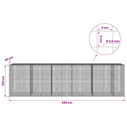 Gabion with 3.5 mm Wire and 5x5 cm Mesh 550x50x150 cm