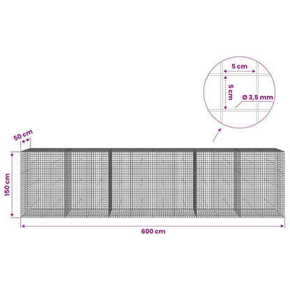 Gabion with 3.5 mm Wire and 5x5 cm Mesh 600x50x150 cm