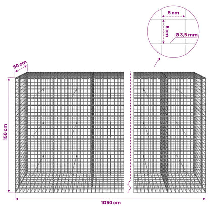 Gabion with 3.5 mm Wire and 5x5 cm Mesh 1050x50x150 cm
