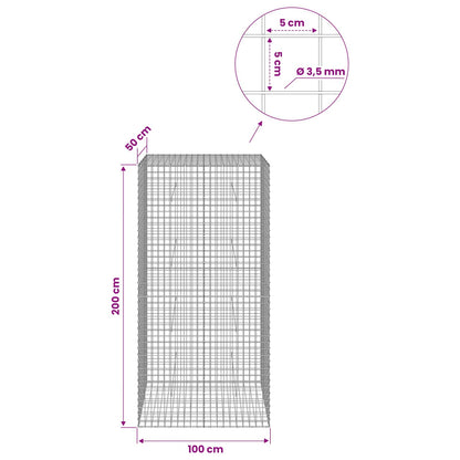 Gabion with 3.5 mm Wire and 5x5 cm Mesh 100x50x200 cm
