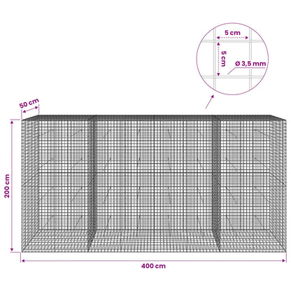 Gabion with 3.5 mm Wire and 5x5 cm Mesh 400x50x200 cm