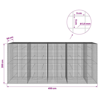Gabion with 3.5 mm Wire and 5x5 cm Mesh 450x50x200 cm