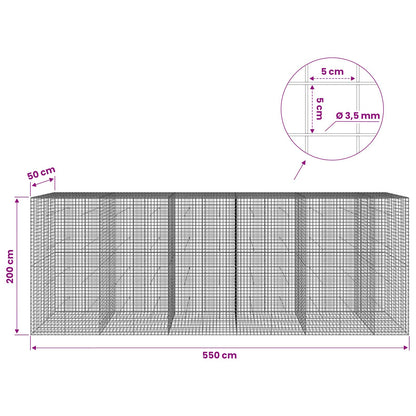Gabion with 3.5 mm Wire and 5x5 cm Mesh 550x50x200 cm