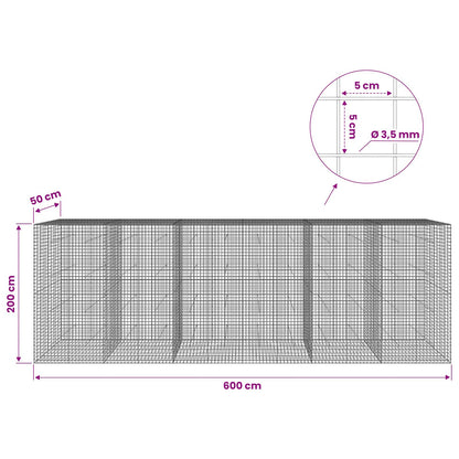 Gabion with 3.5 mm Wire and 5x5 cm Mesh 600x50x200 cm