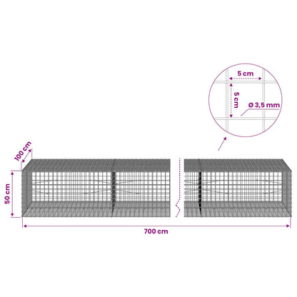 Gabion with 3.5 mm Wire and 5x5 cm Mesh 700x100x50 cm