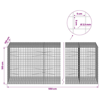 Gabion with 3.5 mm Wire and 5x5 cm Mesh 550x100x100 cm