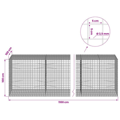Gabion with 3.5 mm Wire and 5x5 cm Mesh 1100x100x100 cm