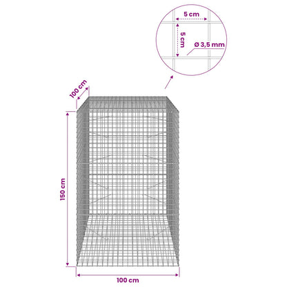 Gabion with 3.5 mm Wire and 5x5 cm Mesh 100x100x150 cm