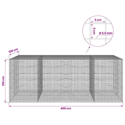 Gabion with 3.5 mm Wire and 5x5 cm Mesh 400x100x150 cm