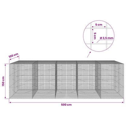 Gabion with 3.5 mm Wire and 5x5 cm Mesh 500x100x150 cm