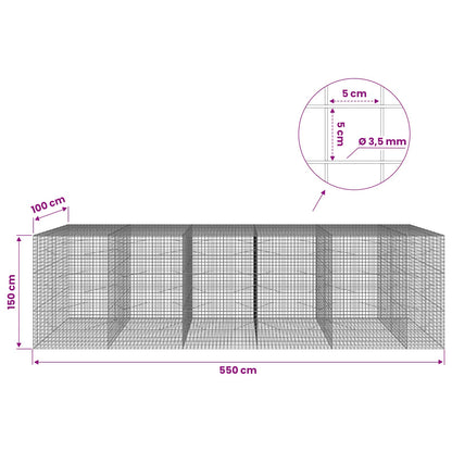 Gabion with 3.5 mm Wire and 5x5 cm Mesh 550x100x150 cm