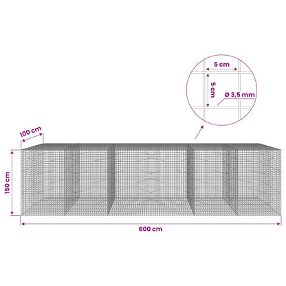 Gabion with 3.5 mm Wire and 5x5 cm Mesh 600x100x150 cm