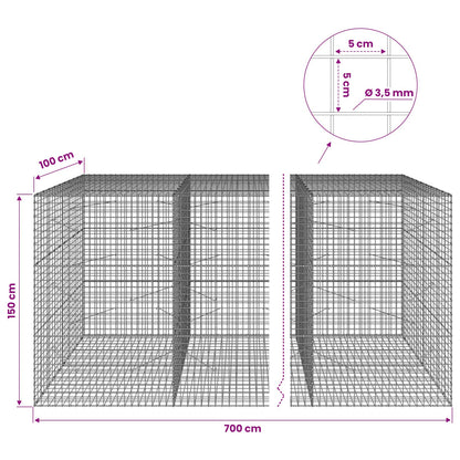 Gabion with 3.5 mm Wire and 5x5 cm Mesh 700x100x150 cm
