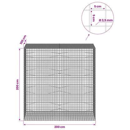 Gabion with 3.5 mm Wire and 5x5 cm Mesh 200x100x200 cm