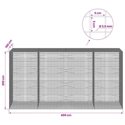 Gabion with 3.5 mm Wire and 5x5 cm Mesh 400x100x200 cm