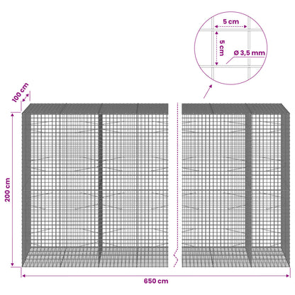 Gabion with 3.5 mm Wire and 5x5 cm Mesh 650x100x200 cm