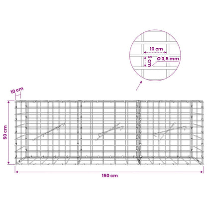 Gabion with 3.5 mm Wire and 5x10 cm Mesh 150x10x50 cm