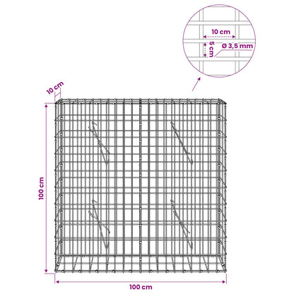Gabion with 3.5 mm Wire and 5x10 cm Mesh 100x10x100 cm