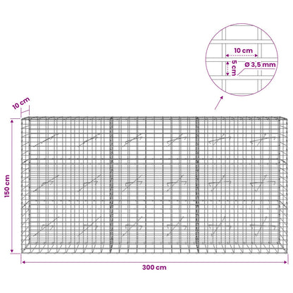 Gabion with 3.5 mm Wire and 5x10 cm Mesh 300x10x150 cm