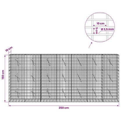 Gabion with 3.5 mm Wire and 5x10 cm Mesh 350x10x150 cm