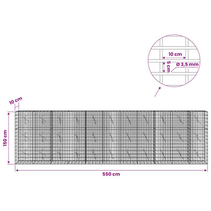 Gabion with 3.5 mm Wire and 5x10 cm Mesh 550x10x150 cm