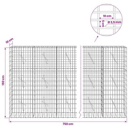 Gabion with 3.5 mm Wire and 5x10 cm Mesh 750x10x150 cm