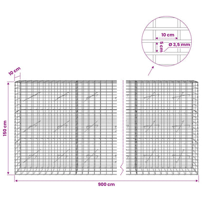 Gabion with 3.5 mm Wire and 5x10 cm Mesh 900x10x150 cm