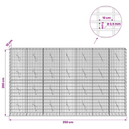 Gabion with 3.5 mm Wire and 5x10 cm Mesh 350x10x200 cm