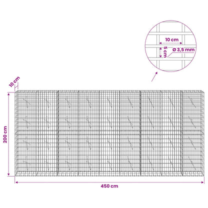 Gabion with 3.5 mm Wire and 5x10 cm Mesh 450x10x200 cm