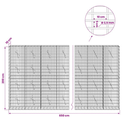 Gabion with 3.5 mm Wire and 5x10 cm Mesh 650x10x200 cm