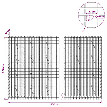 Gabion with 3.5 mm Wire and 5x10 cm Mesh 700x10x200 cm
