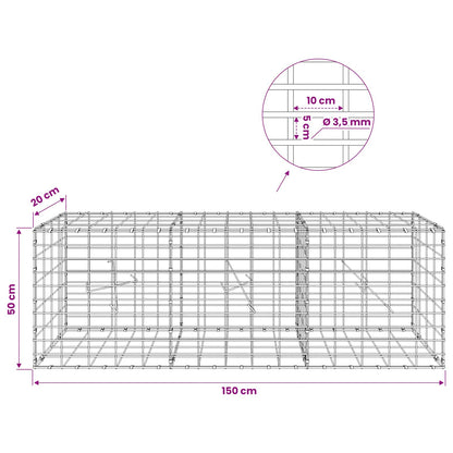 Gabion with 3.5 mm Wire and 5x10 cm Mesh 150x20x50 cm