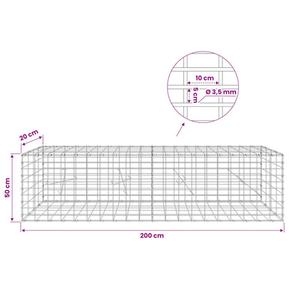 Gabion with 3.5 mm Wire and 5x10 cm Mesh 200x20x50 cm