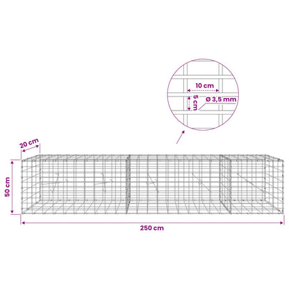 Gabion with 3.5 mm Wire and 5x10 cm Mesh 250x20x50 cm