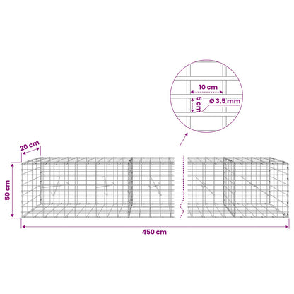 Gabion with 3.5 mm Wire and 5x10 cm Mesh 450x20x50 cm
