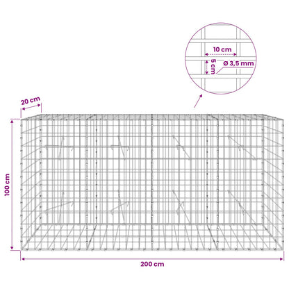 Gabion with 3.5 mm Wire and 5x10 cm Mesh 200x20x100 cm
