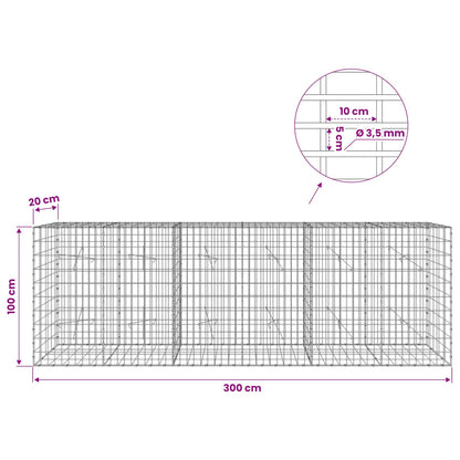 Gabion with 3.5 mm Wire and 5x10 cm Mesh 300x20x100 cm