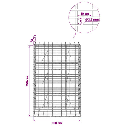 Gabion with 3.5 mm Wire and 5x10 cm Mesh 100x20x150 cm