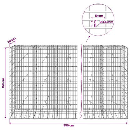 Gabion with 3.5 mm Wire and 5x10 cm Mesh 950x20x150 cm