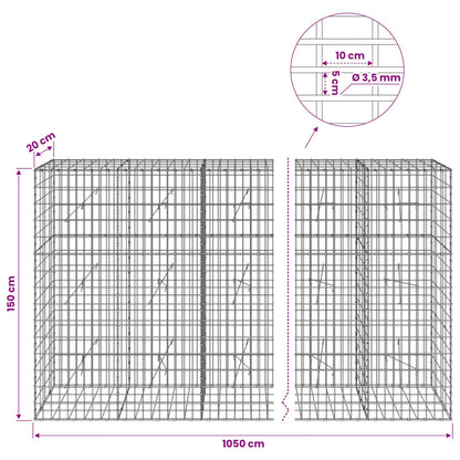 Gabion with 3.5 mm Wire and 5x10 cm Mesh 1050x20x150 cm
