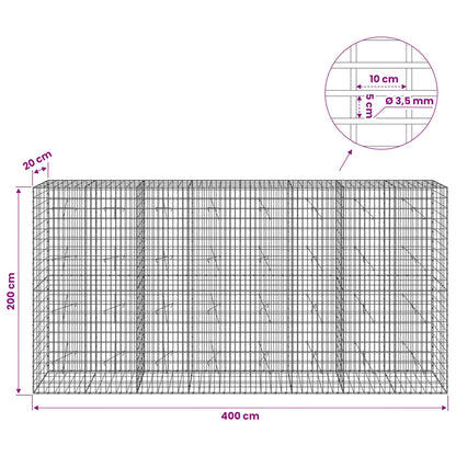 Gabion with 3.5 mm Wire and 5x10 cm Mesh 400x20x200 cm