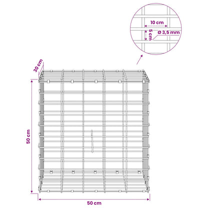 Gabion with 3.5 mm Wire and 5x10 cm Mesh 50x30x50 cm