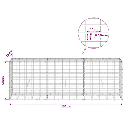 Gabion with 3.5 mm Wire and 5x10 cm Mesh 150x30x50 cm