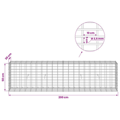 Gabion with 3.5 mm Wire and 5x10 cm Mesh 200x30x50 cm